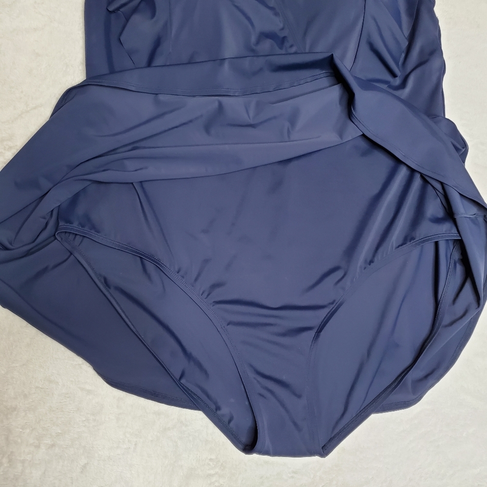 Denim & Co Beach VNeck Wrap Front Ruffle Swimsuit 24W - Picture 4 of 16